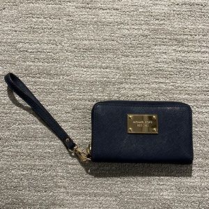 Navy Michael Kors wristlet wallet